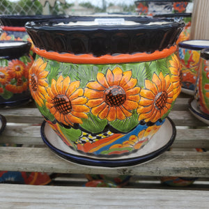 TC Violet Sunflower Pot 8"