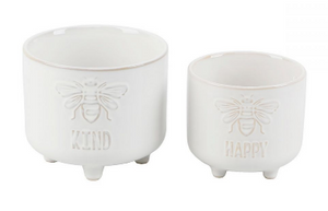 Bee Kind Footed Pot 6"