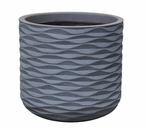 Abstract Wave Cylinder Pot, Slate 9.5"