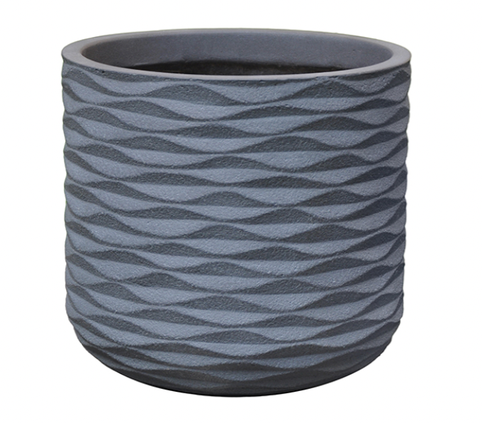 Abstract Wave Cylinder Pot, Slate 17